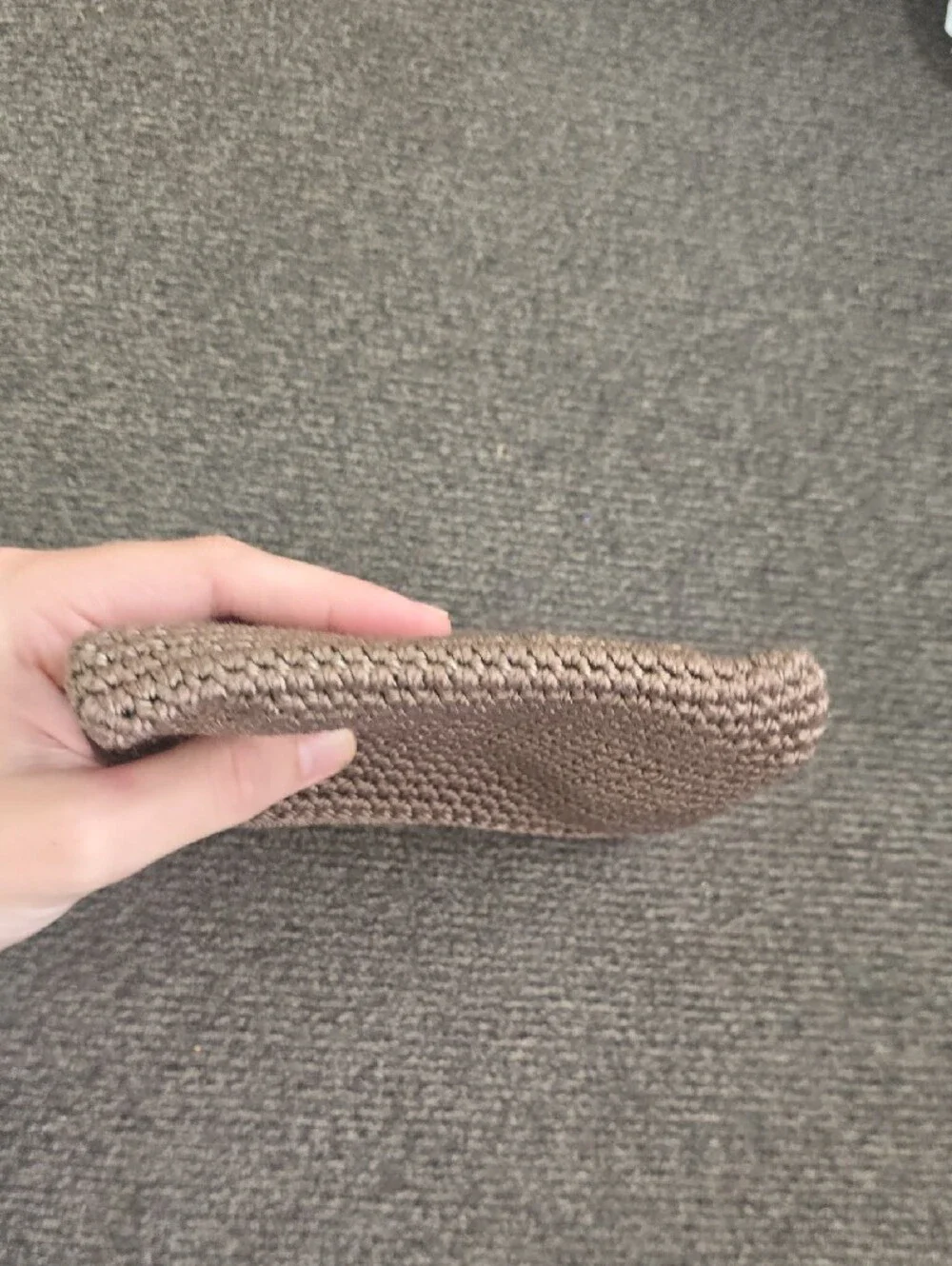 The Sak Crochet Zip Pouch in Brown